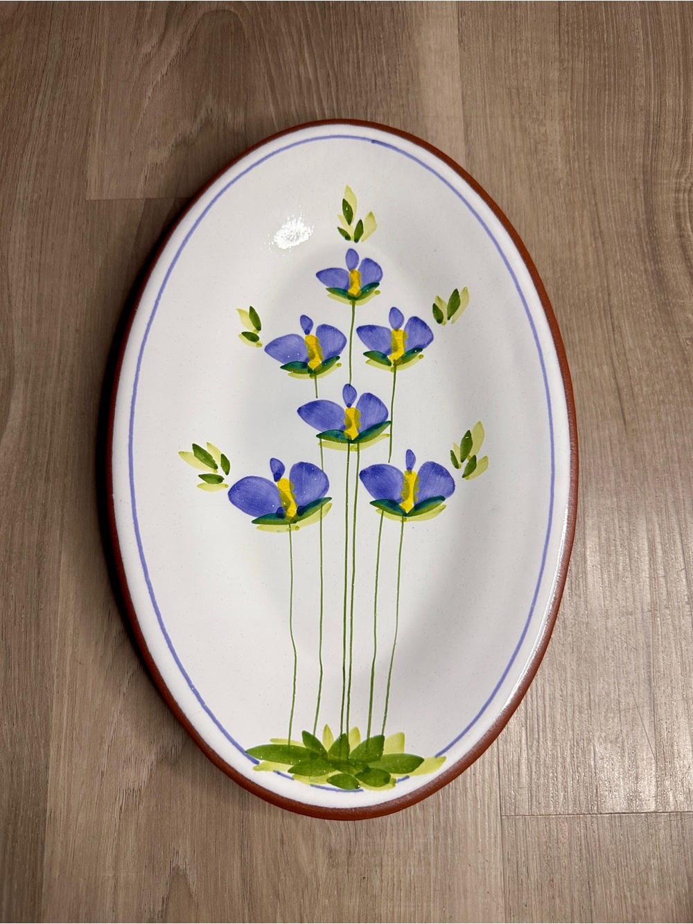 Carla Abreu Portugal Hand Painted Floral Oval Pottery Serving Platter